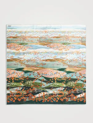 Poppy Print Silk Scarf