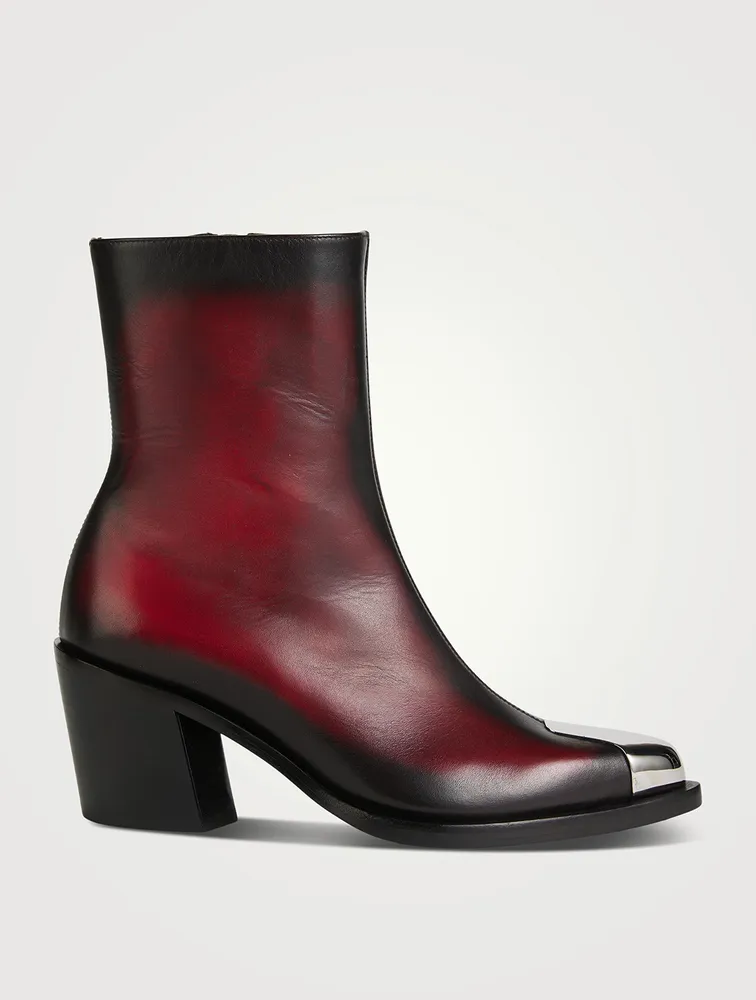 Punk Leather Western Ankle Boots