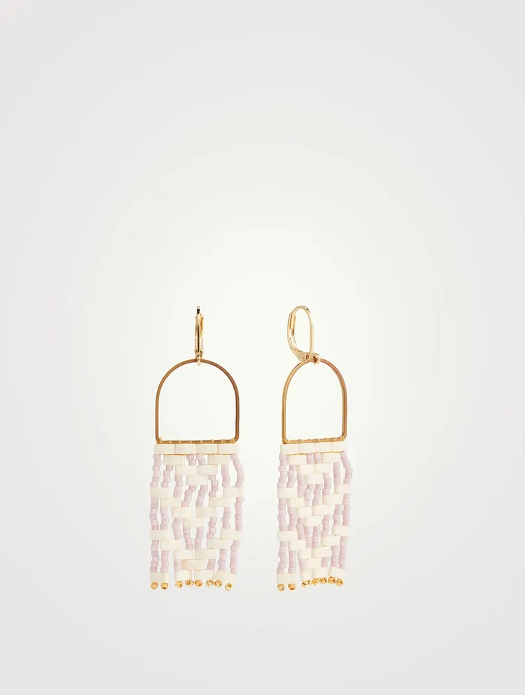 Beaded Michif Woven Dangler Earrings
