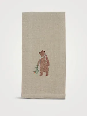 Bear With Tinsel Tea Towel
