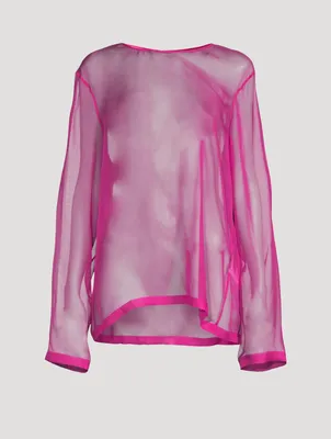 Silk Chiffon Long-Sleeve Top