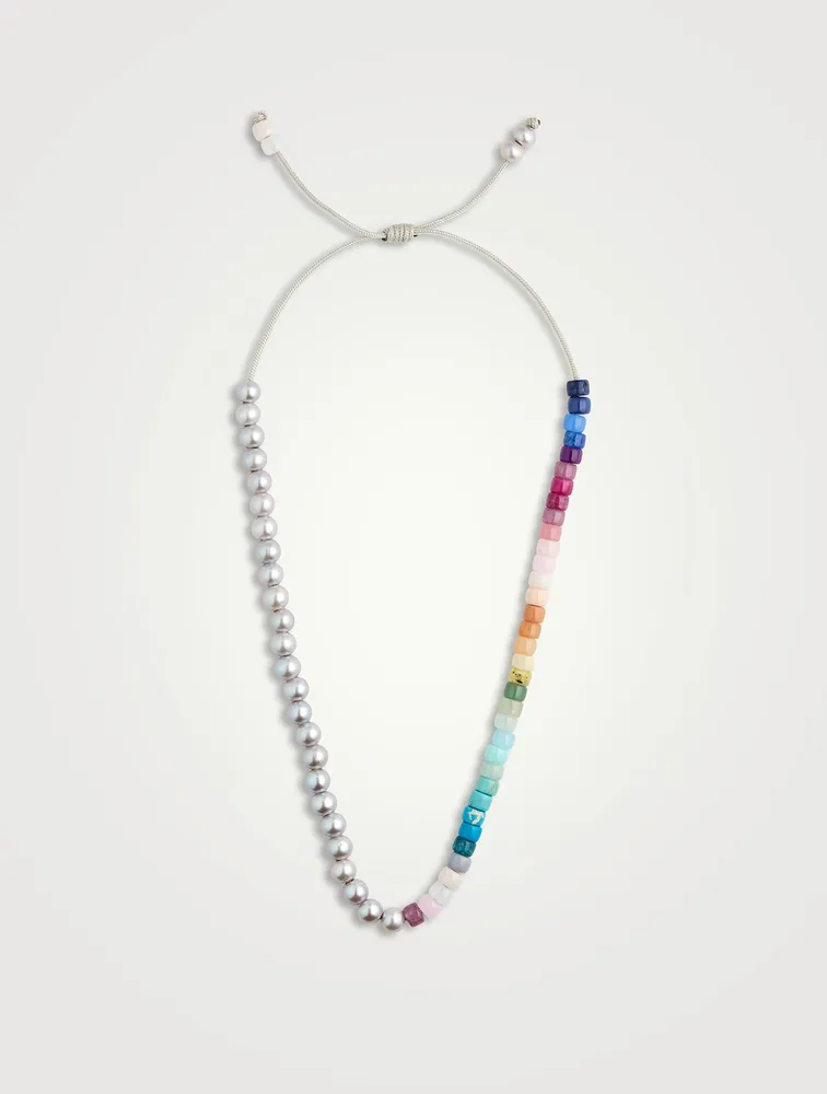 Beaded Necklace With Pearl And Gemstones