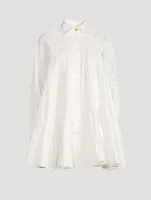 Cascade Smocked Shirt Dress