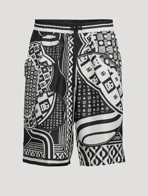 Silk Twill Jogging Shorts Bandana Print