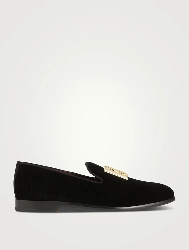 Velvet Loafers With Logo