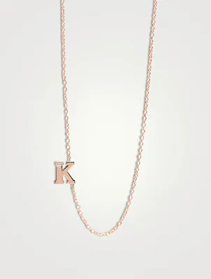 Love Letter Rose Gold K Initial Single Diamond Necklace