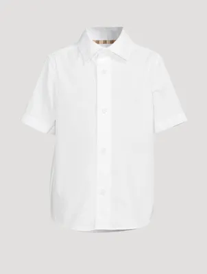 Stretch Cotton Shirt With Logo Back