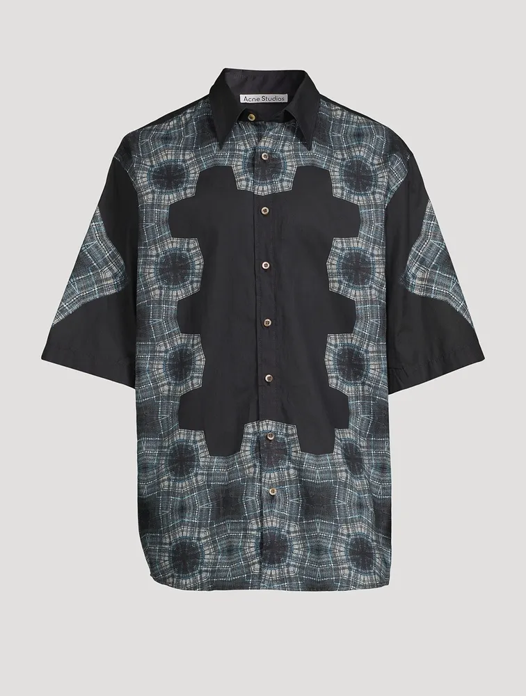 Crinkled Cotton Shirt Kaleidoscope Print