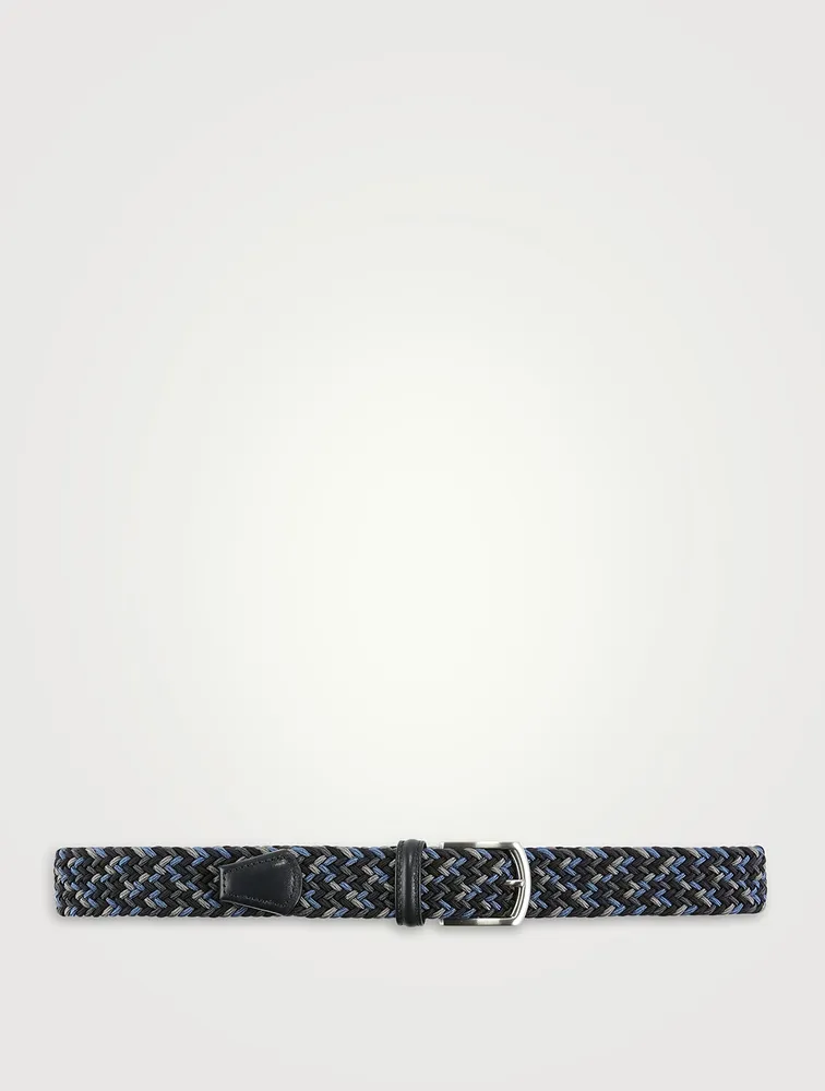 Interwoven Belt With Leather Trim