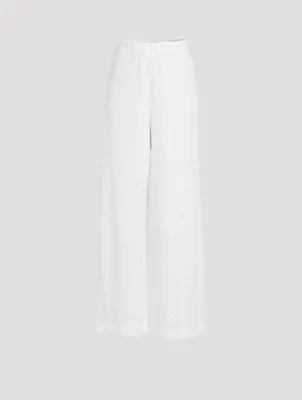Sequin-Embellished Wide-Leg Pants