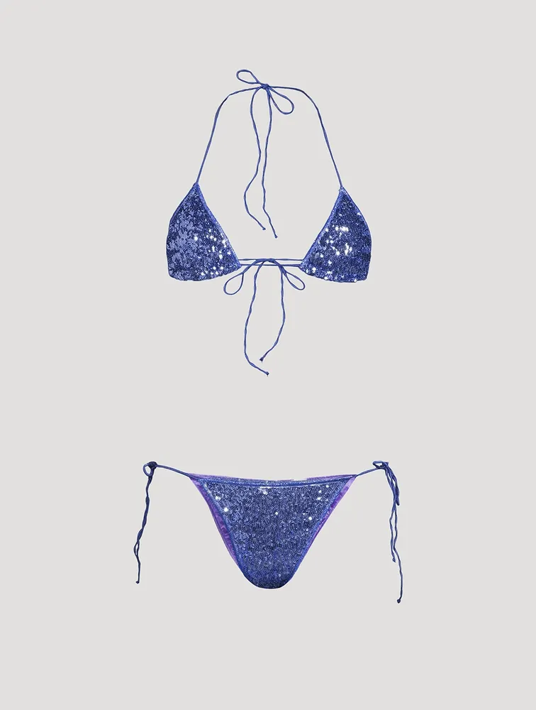 Sequin-Embellished Bikini Set
