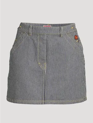 Denim Mini Skirt Stripe Print