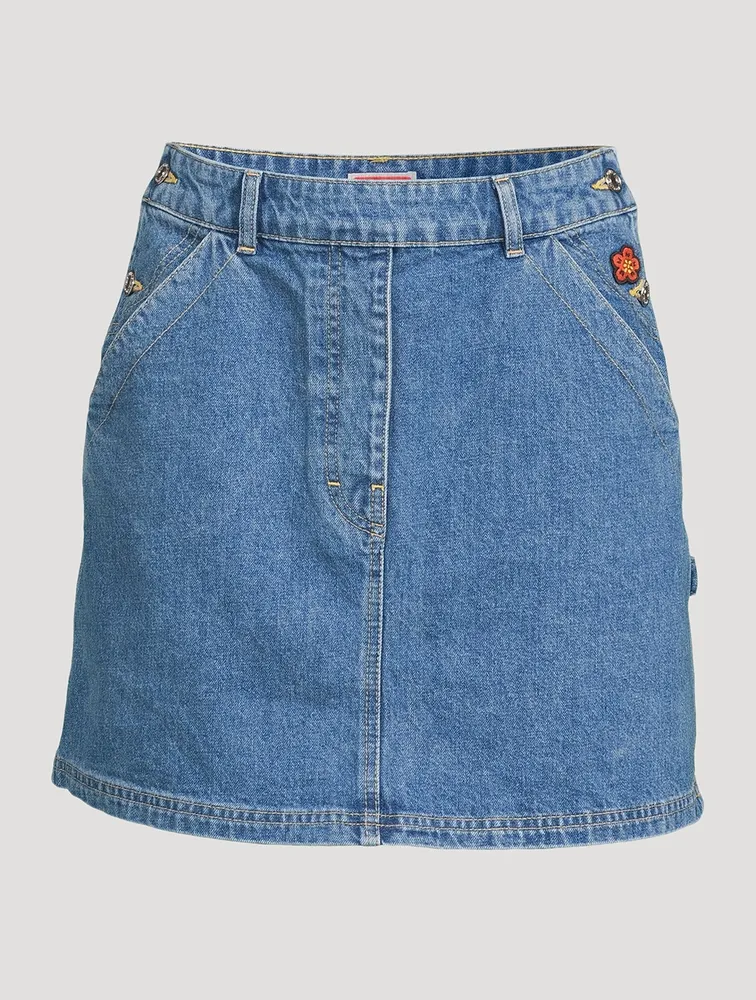 Boke Flower Denim Mini Skirt