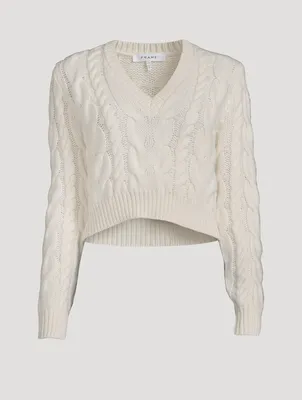 Cropped Cable-Knit Wool Sweater