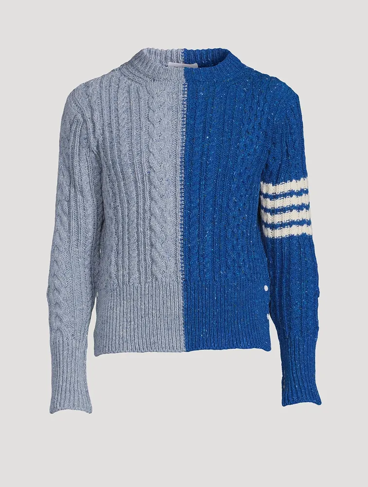Fun-Mix Aran Cable Donegal 4-Bar Sweater