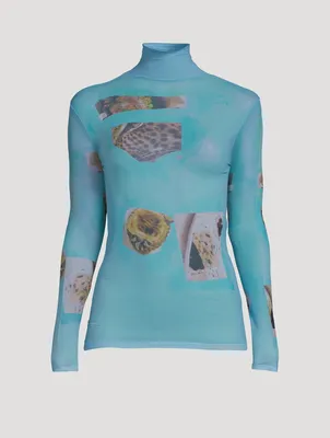 Denise Printed Sheer Turtleneck