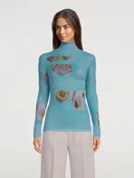 Denise Printed Sheer Turtleneck