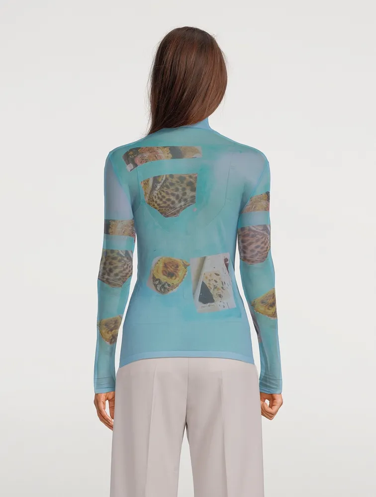 Denise Printed Sheer Turtleneck