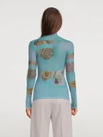 Denise Printed Sheer Turtleneck