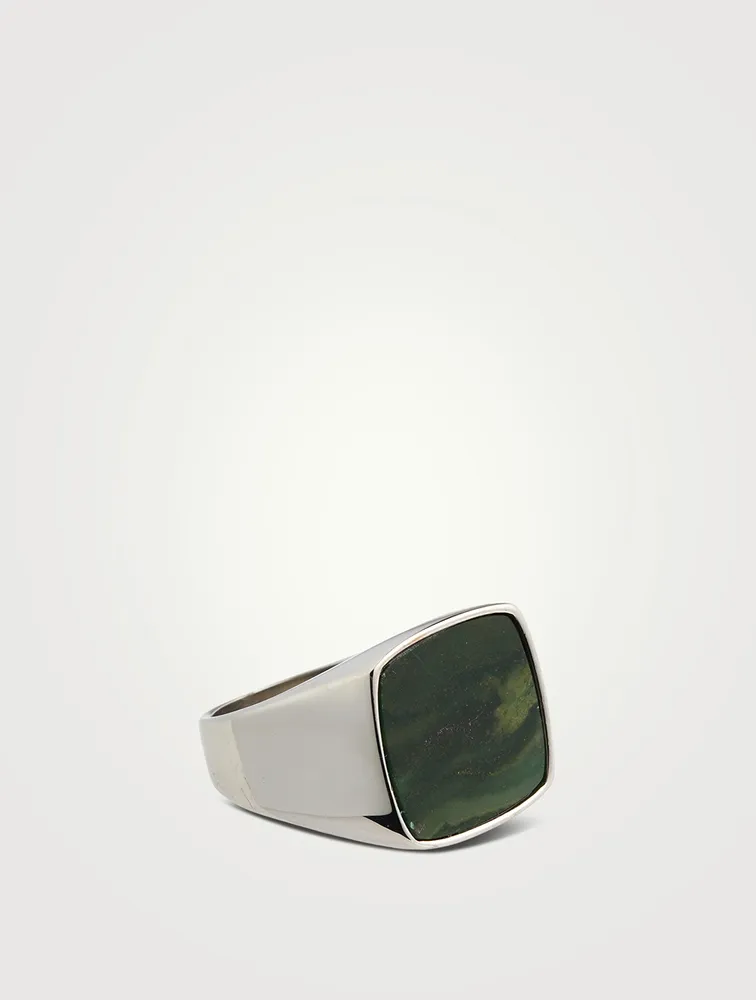 Signet Ring With Green Jade