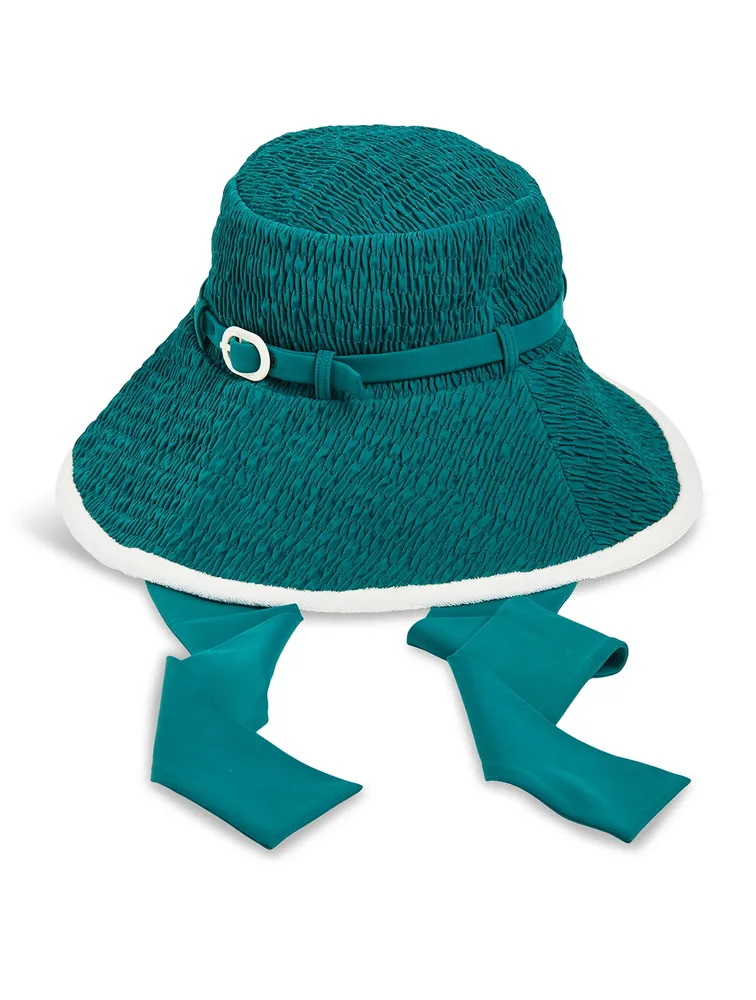 Smocked Nylon Bucket Hat