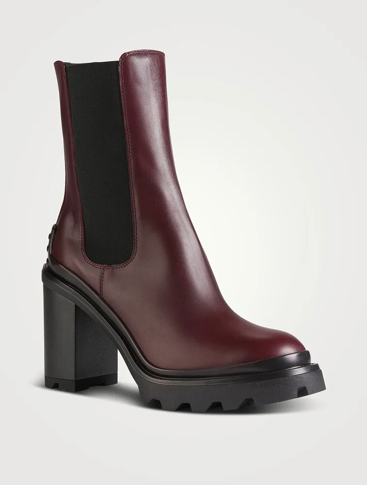 Leather Block-Heel Chelsea Boots