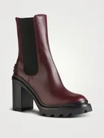 Leather Block-Heel Chelsea Boots