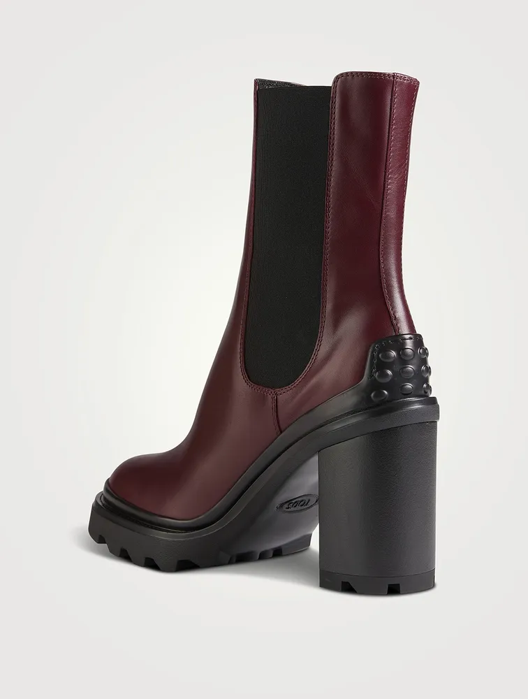 Leather Block-Heel Chelsea Boots