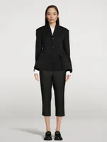 Split-Back Wool Peplum Blazer
