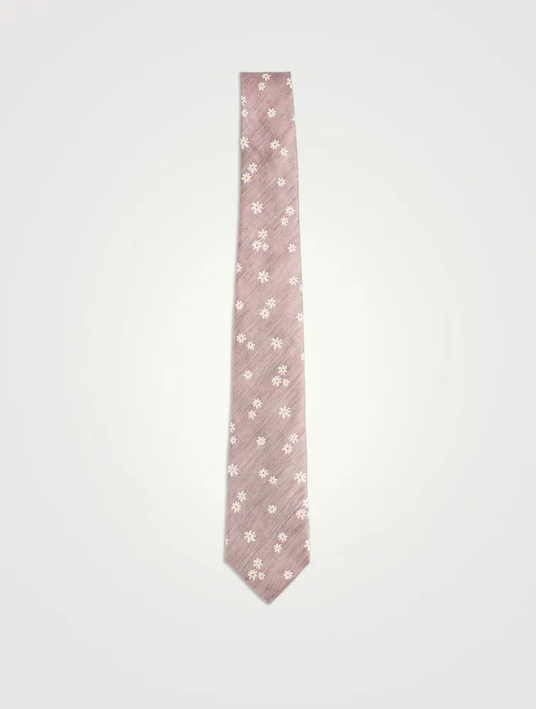 Silk And Linen Printed Tie