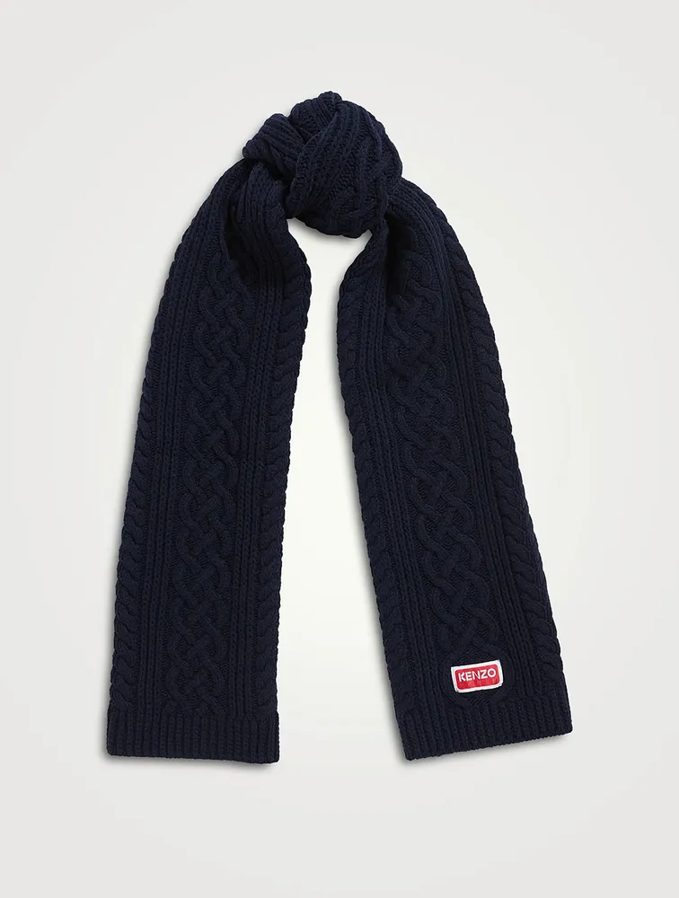 Wool Cable-Knit Scarf