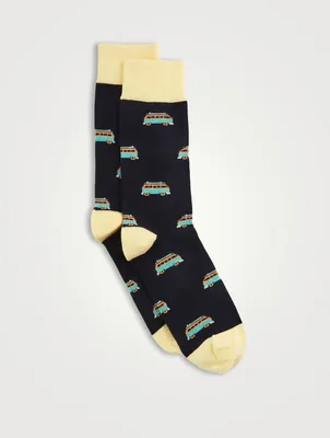 Organic Cotton Socks In Campervan Pattern