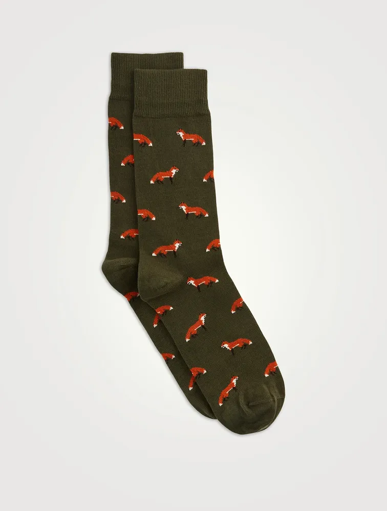 Organic Cotton Socks In Fox Pattern