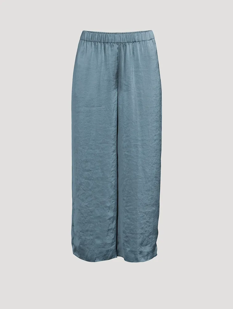 Easy Wide-Leg Crushed Satin Trousers