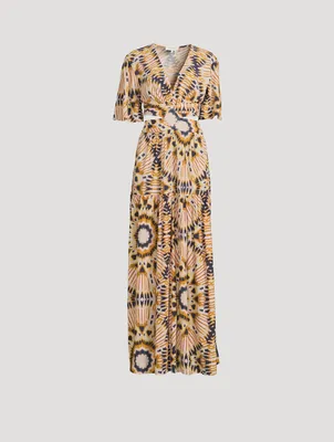 Candy Cut-Out Maxi Dress Ikat Print