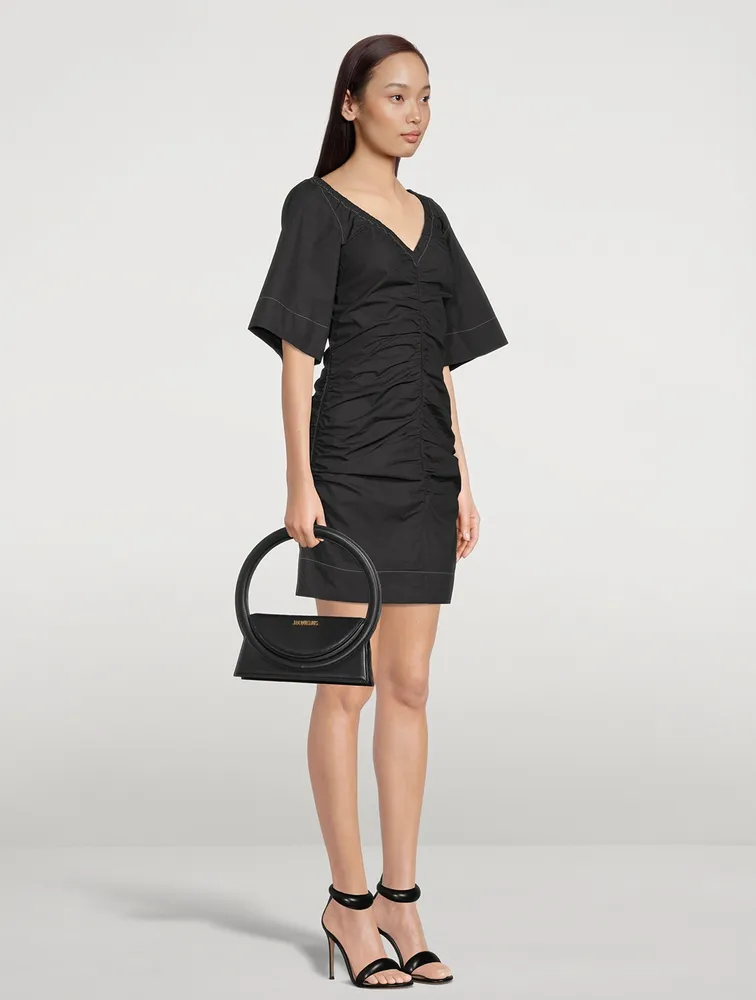 Ruched Cotton Poplin Dress