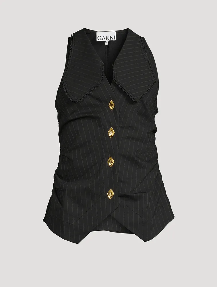 Pinstripe Ruched Vest