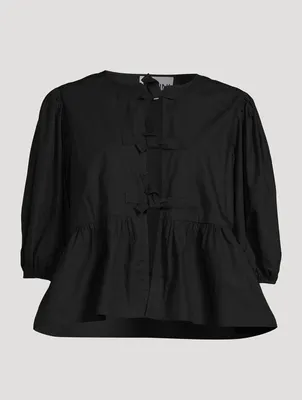 Cotton Poplin Peplum Blouse