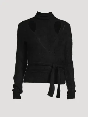 Brushed Alpaca Wrap Blouse