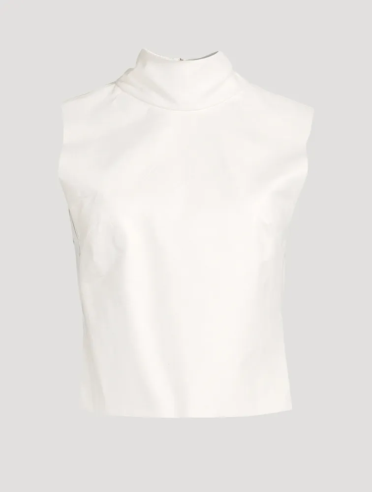 Larma Leather Sleeveless Turtleneck Bib