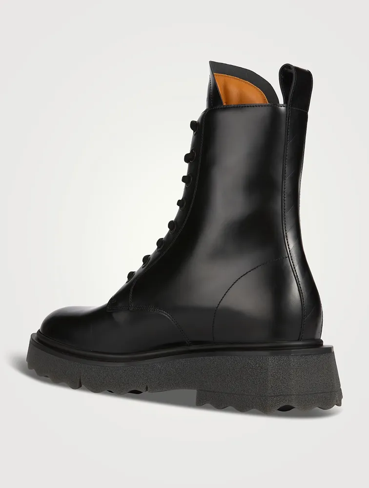Leather Sponge Lace-Up Boots