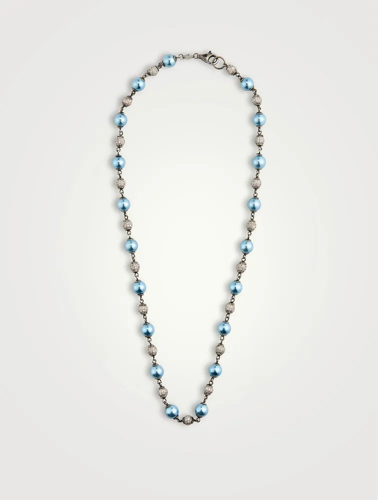 Nialaya x Holt Renfrew Blue Pearl Choker Necklace