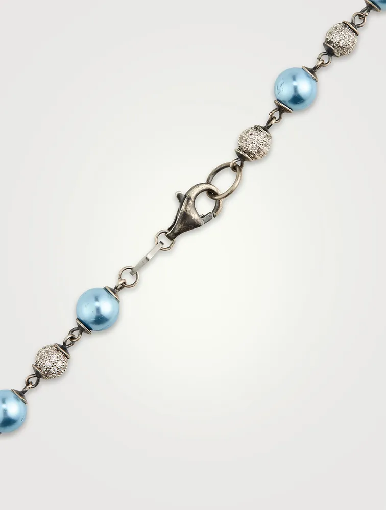 Nialaya x Holt Renfrew Blue Pearl Choker Necklace