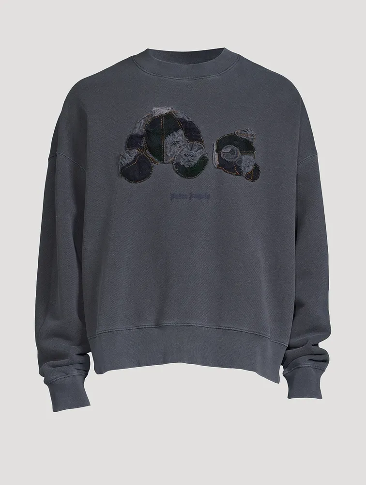 Cotton Sweatshirt With Patchwork Bear