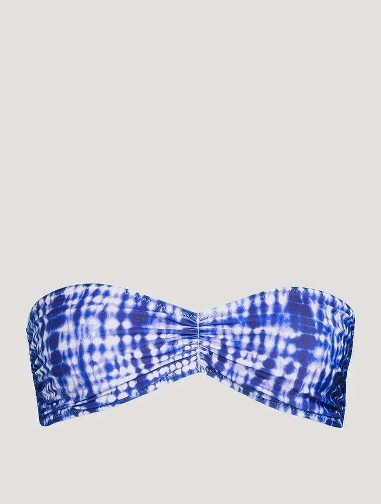 The Tati Bandeau Bikini Top Shibori Print