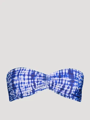 The Tati Bandeau Bikini Top Shibori Print