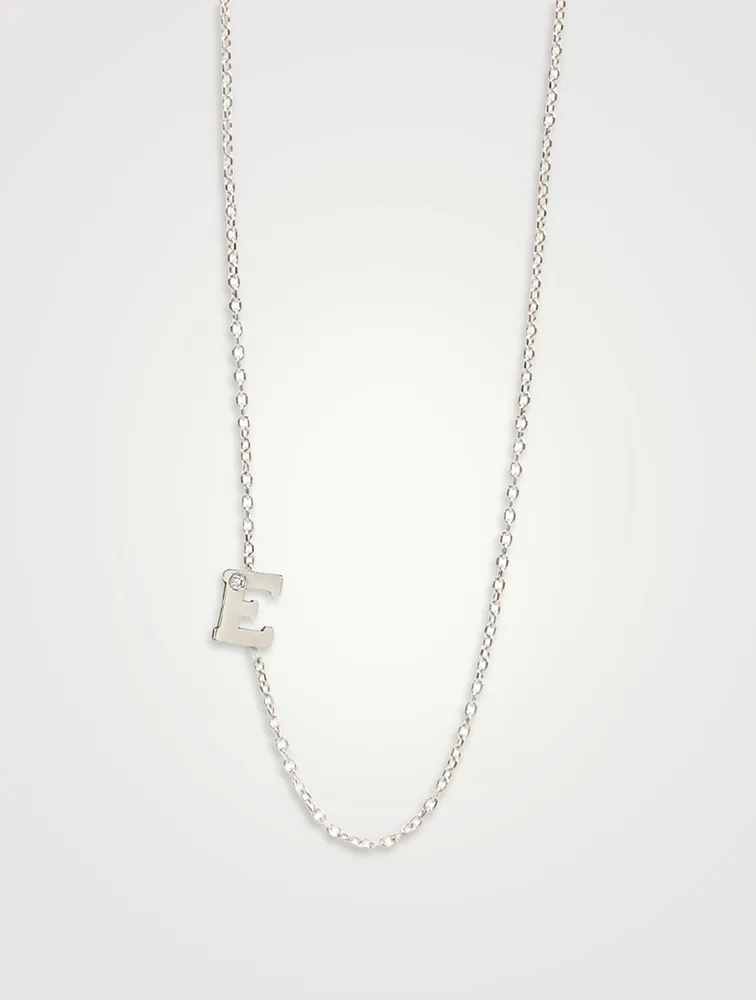 Love Letter Gold E Initial Single Diamond Necklace