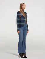 Rifle-Patch Wool Equestrian Blazer Plaid Print