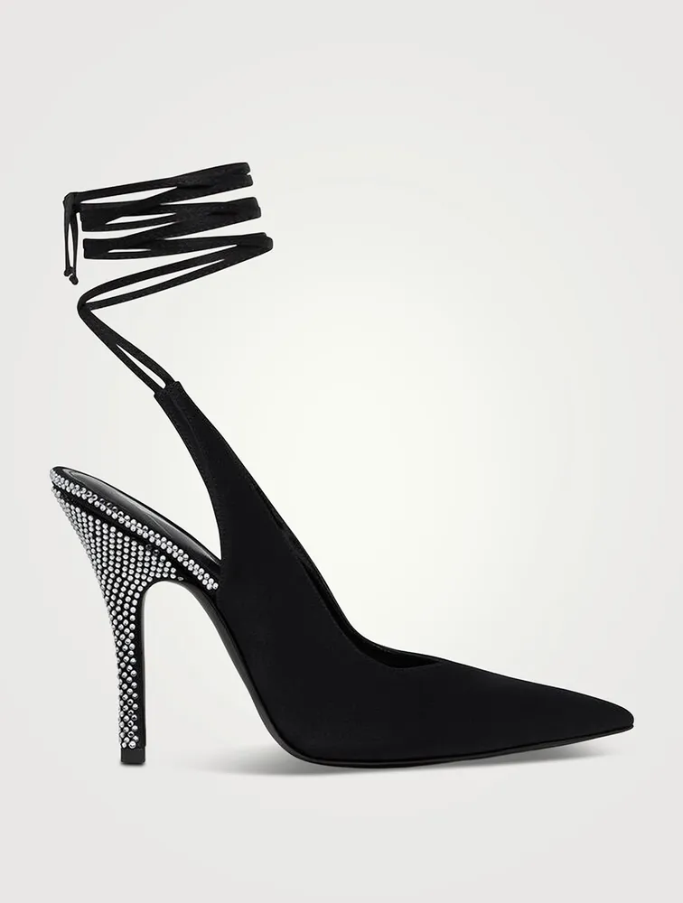 Venus Embellished Slingback Pumps With Ankle Ties