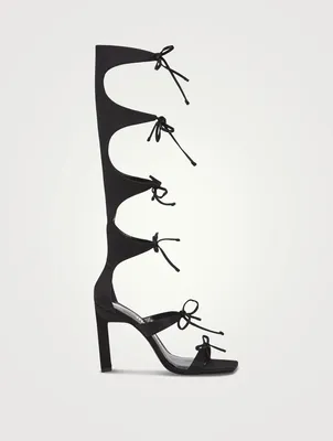 Aria Knee-High Satin Gladiator Sandals